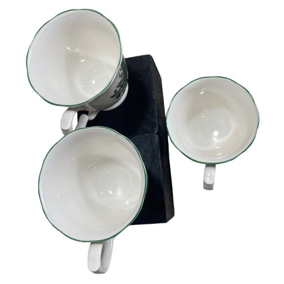 VTG Lot 3 Nikko Happy Holidays Footed Coffee Tea Cups Christmas Tree Swirl White - Picture 3 of 7